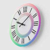 おもしろいローマ数字、分マーカー、レインボーディスク ラージ壁時計 (傾斜)