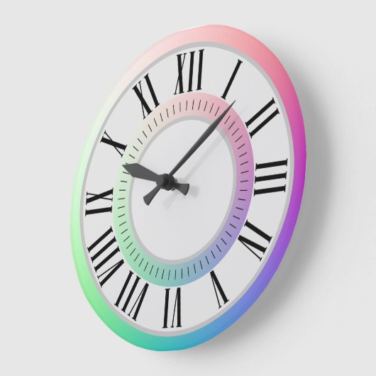 おもしろいローマ数字、分マーカー、レインボーディスク ラージ壁時計 (傾斜)