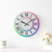 おもしろいローマ数字、分マーカー、レインボーディスク ラージ壁時計 (ホーム)