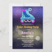 おもしろいローラスケートで滑る誕生日パーティー 招待状 (正面)