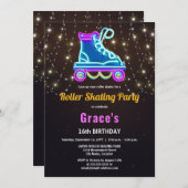 おもしろいローラスケートで滑る誕生日パーティー 招待状 (正面/裏面)