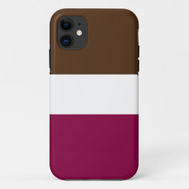 おもしろいワイド豊かな茶色のブルゴーニュ赤白ストライプ色 iPhone 11 ケース