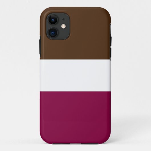 おもしろいワイド豊かな茶色のブルゴーニュ赤白ストライプ色 Case-Mate iPhoneケース (裏面)