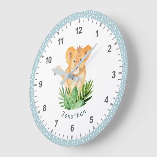 おもしろいワイルドアニマルライオンジャングルサファリキッズルームデコル ラージ壁時計 (傾斜)