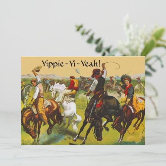 おもしろいワイルドウェストイッピーイイイパーティの招待状 招待状 (スタンド正面)