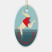 おもしろいワイルドスイミングマンクリスマス セラミックオーナメント (右)