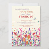 おもしろいワイルドフラワーパーソナライズされたトンフライ誕生日 招待状 (正面)