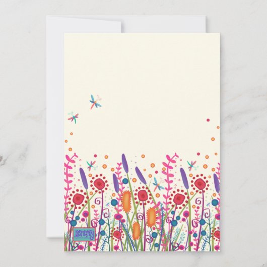 おもしろいワイルドフラワーパーソナライズされたトンフライ誕生日 招待状 (裏面)