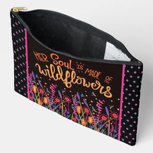 おもしろいワイルドフラワー引用文フローラ名前をカスタムする アクセサリーポーチ (見開き)