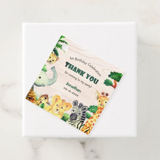 おもしろいワイルドワンジャングルサファリウッドテクスチャ誕生日 フェイバータグ (インサイチュ)