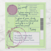 おもしろいワインの贈り物のための英国のパーソナライズされた処方 ワインラベル (シングルラベル)