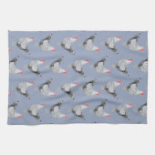 おもしろいワインドットチキンヘンウォーターカラーブルー キッチンタオル (横)