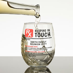 おもしろいワイン処方家族懇親会カスタム文字 ステムなしワイングラス