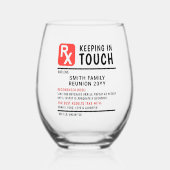 おもしろいワイン処方家族懇親会カスタム文字 ステムなしワイングラス (正面)