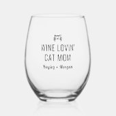 おもしろいワイン好きの猫のマパーソナライズされたマ ステムなしワイングラス (正面)