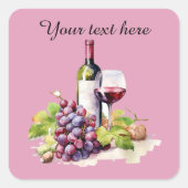 おもしろいワイン愛好家の追加文字 スクエアシール (正面)