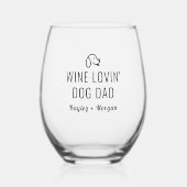 おもしろいワイン愛犬のパパの名パーソナライズされた前 ステムなしワイングラス (正面)