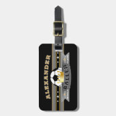 おもしろいワールドクラスバラーFOOTBALL on BLACK ラゲッジタグ (正面縦)