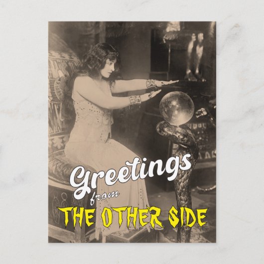 おもしろいヴィンテージあいさつクリスタルボールのハロウィン ポストカード (正面)