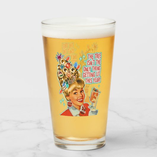 おもしろいヴィンテージおもしろい飲むクリスマスツリーのジョーク タンブラーグラス (ドリンク正面)