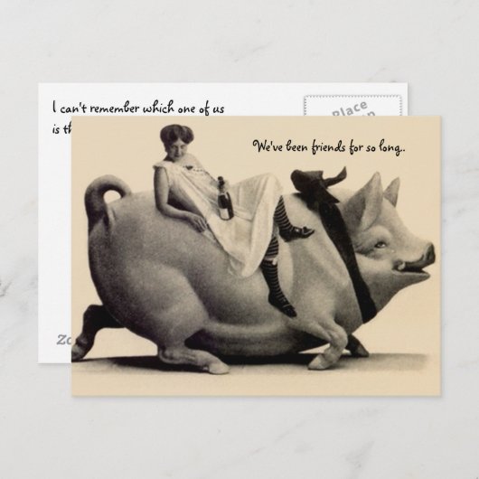 おもしろいヴィンテージのはがき女 ポストカード (正面/裏面)