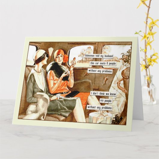 おもしろいヴィンテージの友だち挨拶 カード (黄色い花)