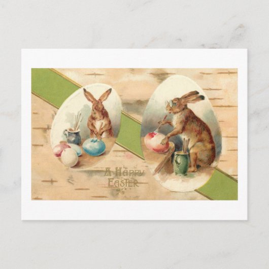 おもしろいヴィンテージの絵画イースターエッグ シーズンポストカード (正面)