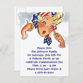 おもしろいヴィンテージはがき招待状7月4日パーティー インビテーションポストカード (正面/裏面)