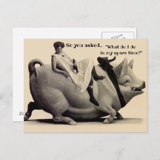 おもしろいヴィンテージはがき私の空き時間で何をすればいいか ポストカード (正面/裏面)