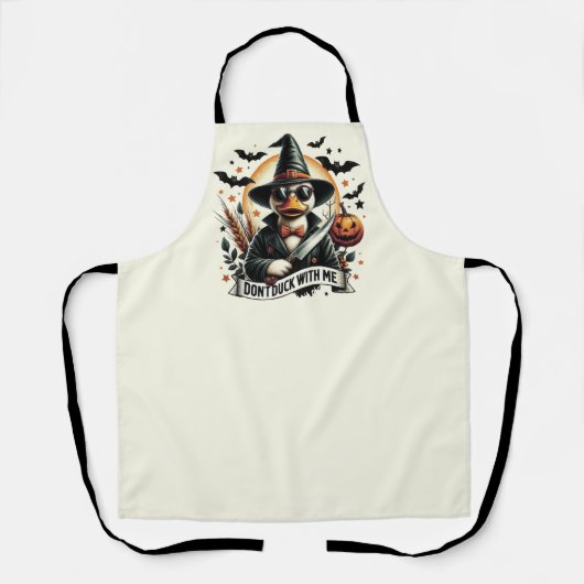 おもしろいヴィンテージはハロウィーンでアヒルしない エプロン (正面)