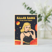 おもしろいヴィンテージアポップ・アートのートスタイルアウタースペースブロンド ポストカード (スタンド正面)