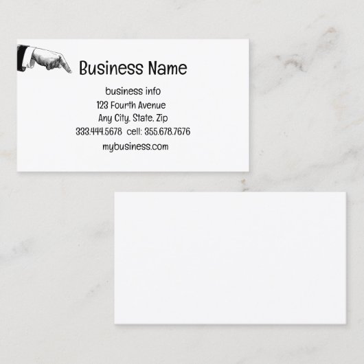 おもしろいヴィンテージアンティークハンドフィンガーポインティング 名刺 (正面/裏面)