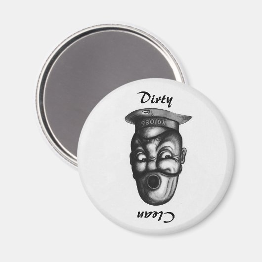 おもしろいヴィンテージイラストレーションダーティ/クリーン食洗機 マグネット (正面/裏面)