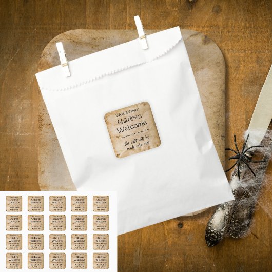 おもしろいヴィンテージウェルカムチルドレンハローウィンパーティ スクエアシール
