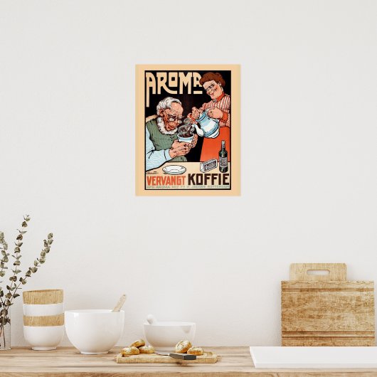 おもしろいヴィンテージオランダのコーヒーの置き換え広告の ポスター (キッチン)