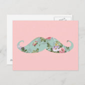 おもしろいヴィンテージガーリー赤ピンクのフローラ口ひげ ポストカード (正面/裏面)