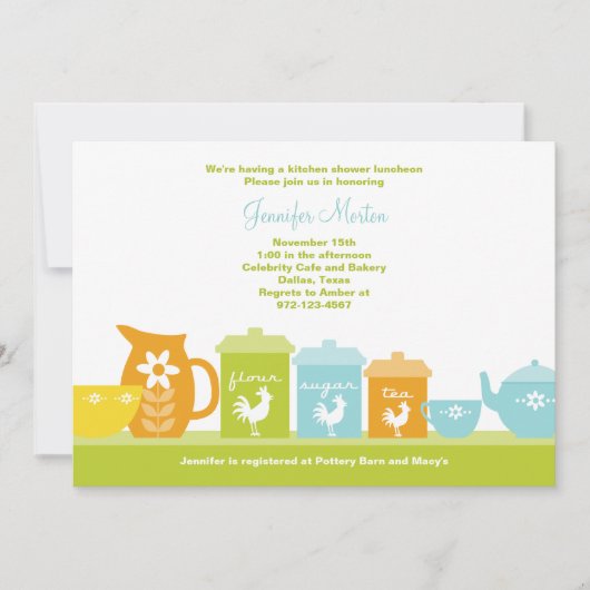 おもしろいヴィンテージキッチン招待状 招待状 (正面)