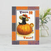 おもしろいヴィンテージキッドハローウィンパーティ招待状 招待状 (スタンド正面)