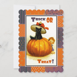 おもしろいヴィンテージキッドハローウィンパーティ招待状 招待状