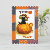 おもしろいヴィンテージキッドハローウィンパーティ招待状 招待状 (スタンド正面)