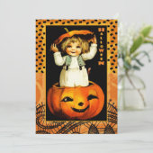 おもしろいヴィンテージキッドハローウィンパーティ 招待状 (スタンド正面)