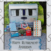 おもしろいヴィンテージキャンパートレーラーハッピーリタイア ジグソーパズル