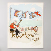 おもしろいヴィンテージギタープリント踊りカニ音楽 ポスター (正面)