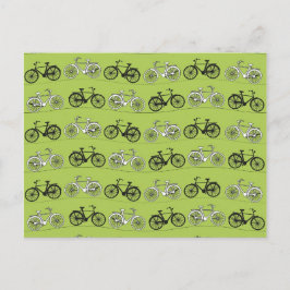 おもしろいヴィンテージグリーン自転車パターンプリント ポストカード