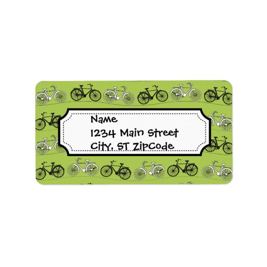 おもしろいヴィンテージグリーン自転車パターンプリント ラベル (正面)