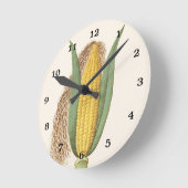 おもしろいヴィンテージコーンフスクイラストレーション ラウンド壁時計 (傾斜)
