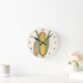 おもしろいヴィンテージコーンフスクイラストレーション ラウンド壁時計 (ホーム)