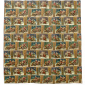 おもしろいヴィンテージサンタインロードスターとオートバイ シャワーカーテン (正面)