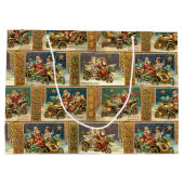 おもしろいヴィンテージサンタインロードスターとオートバイ ラージペーパーバッグ (裏面)