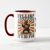 おもしろいヴィンテージサーカス怒ベア叫びはおもしろい マグカップ (左)